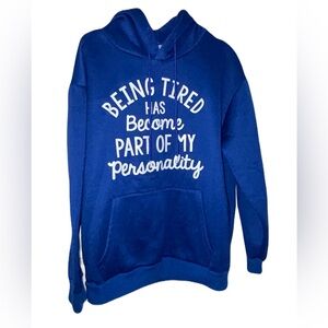 (2 PIECE) BRAND NEW Designed Hoodie & Pants Relaxed Blue & White Set